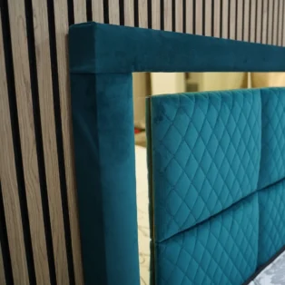 Velvet Bed with Gold Accents