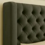 Wingback Tufted Upholstered Headboard in Charcoal Grey